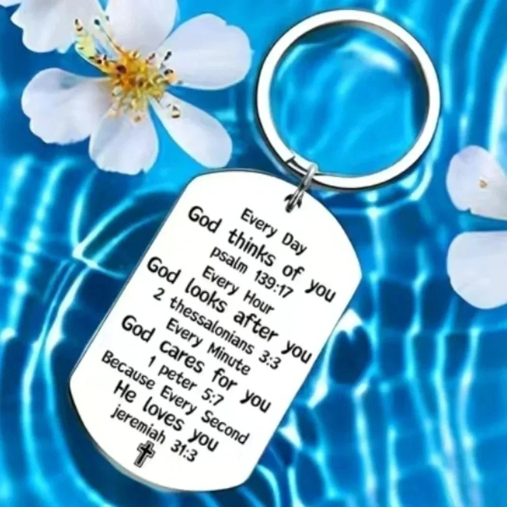 God Jesus Lord Bible everyday god thinks of you love quote Keychain